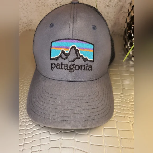 Patagonia Adult Adjustable Mesh Snap-Back Gray Embroidered Logo Baseball Cap Hat - Picture 7 of 7
